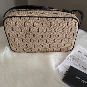 Saint Laurent Canvas Monogram All Over Camera Bag